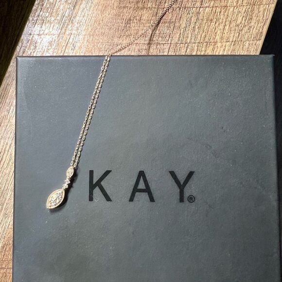 Kay Jewelers Diamond Necklace 1/4 carrot Marquise-Shaped Design - 10K Rose Gold - Picture 12 of 13
